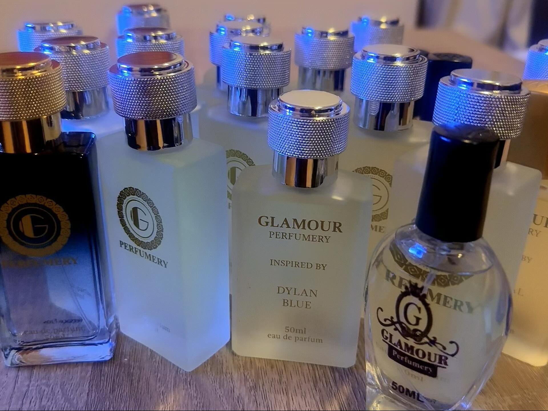 Designer perfume testers at Glamour Perfumery